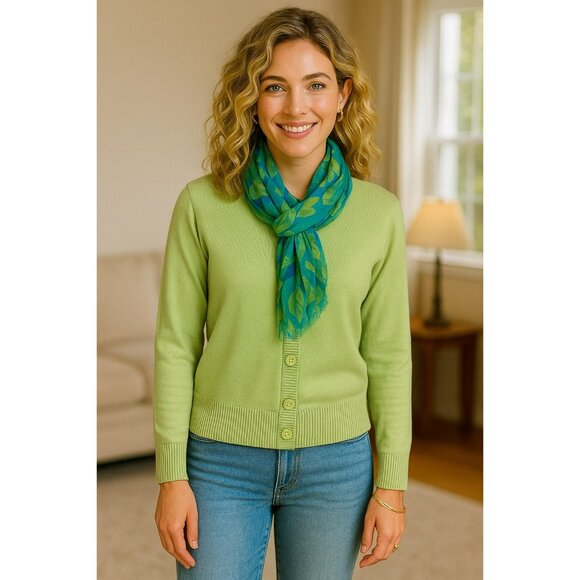 Banana Republic Womens XL Merino Wool Blend Cardigan Sweater Green - Picture 2 of 12